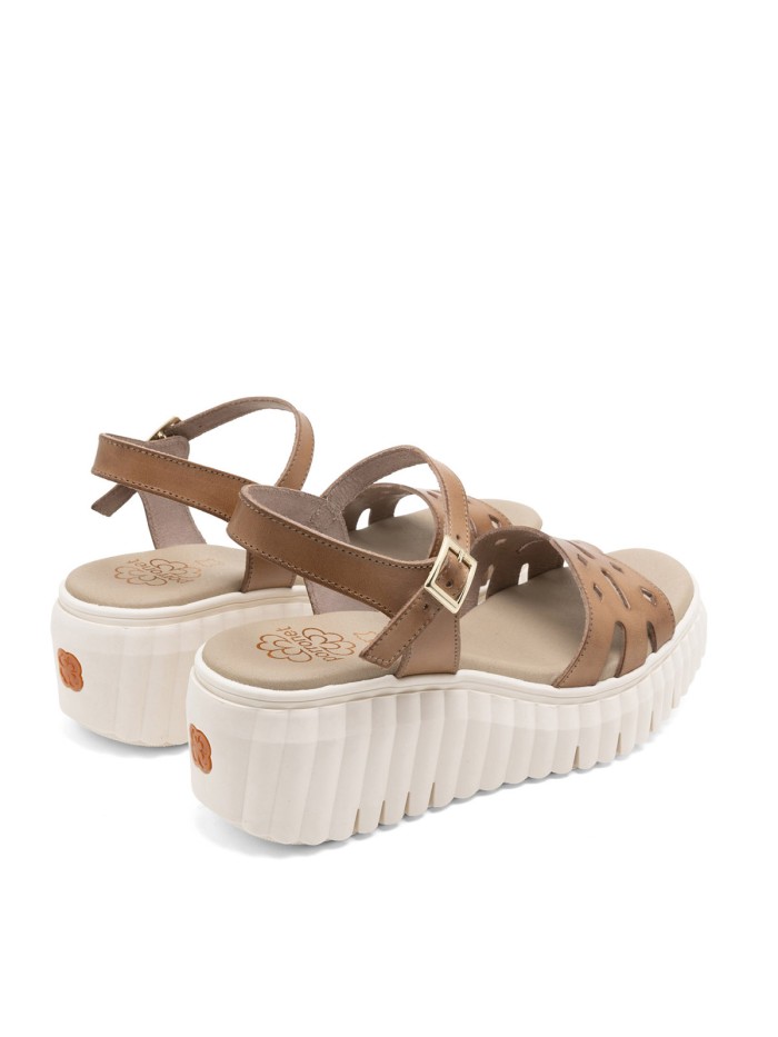SANDALIAS DE PIEL PARA MUJER CON CUÑA PORRONET ENOLA 3272 CUERO