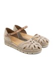 SANDALIAS DE PIEL DE SERRAJE CON CUÑA PARA MUJER PORRONET BRUNA 3250 TAUPE