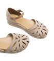 SANDALIAS DE PIEL DE SERRAJE CON CUÑA PARA MUJER PORRONET BRUNA 3250 TAUPE
