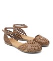 SANDALIA PLANA DE PIEL ENREJADA PARA MUJER PORRONET ARIA 3202 TAUPE