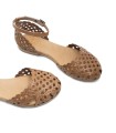 SANDALIA PLANA DE PIEL ENREJADA PARA MUJER PORRONET ARIA 3202 TAUPE
