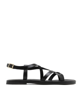 SANDALIA PLANA DE PIEL DE DEDO PARA MUJER PORRONET ABRIL 3206 NEGRO
