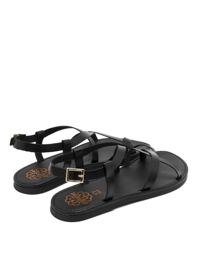 SANDALIA PLANA DE PIEL DE DEDO PARA MUJER PORRONET ABRIL 3206 NEGRO