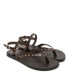 SANDALIA PLANA DE PIEL CON TACHUELAS PARA MUJER PORRONET ALESSANDRA 3208 MOKA