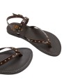 SANDALIA PLANA DE PIEL CON TACHUELAS PARA MUJER PORRONET ALESSANDRA 3208 MOKA