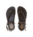 SANDALIA PLANA DE PIEL CON TACHUELAS PARA MUJER PORRONET ALESSANDRA 3208 MOKA