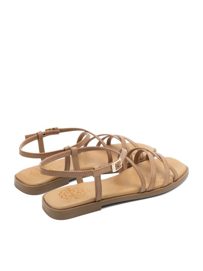 SANDALIA `PLANA DE PIEL CON TIRAS PARA MUJER PORRONET BONNIE 3221 TAUPE