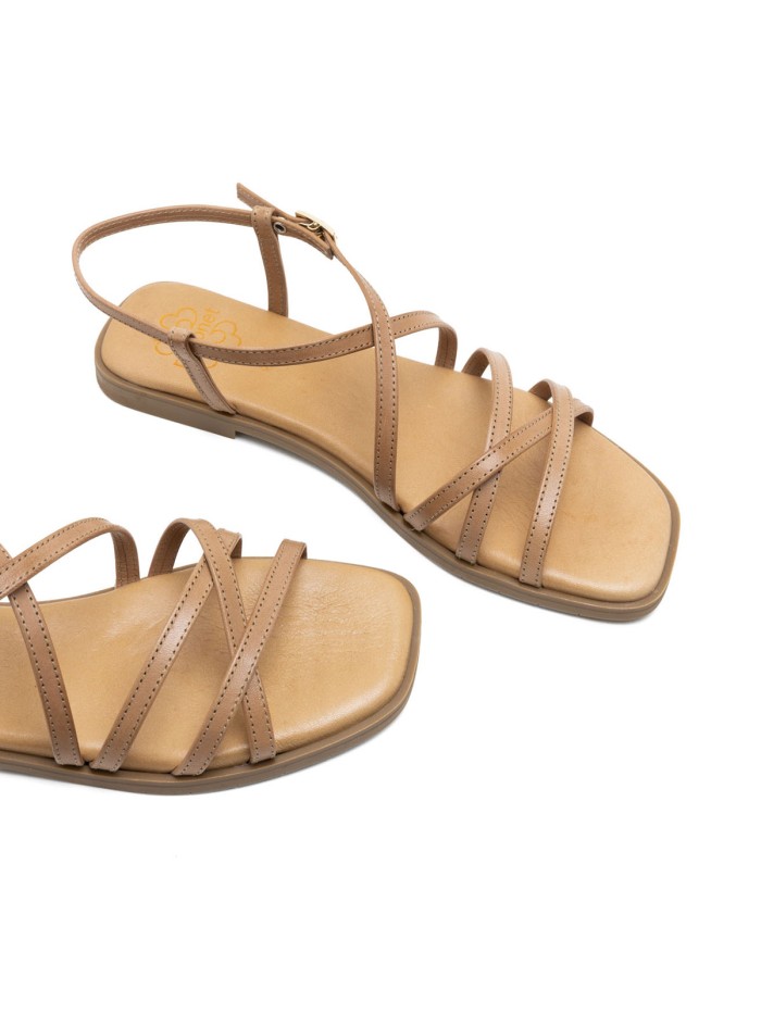 SANDALIA `PLANA DE PIEL CON TIRAS PARA MUJER PORRONET BONNIE 3221 TAUPE