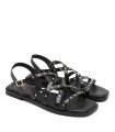 SANDALIA PLANA DE PIEL DE TIRAS CON TACHUELAS PARA MUJER PORRONET BLAIR 3223 NEGRO