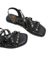 SANDALIA PLANA DE PIEL DE TIRAS CON TACHUELAS PARA MUJER PORRONET BLAIR 3223 NEGRO