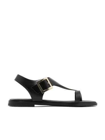 SANDALIA PLANA DE PIEL CON HEBILLA PARA MUJER PORRONET BERTA 3219 NEGRO