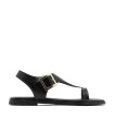 SANDALIA PLANA DE PIEL CON HEBILLA PARA MUJER PORRONET BERTA 3219 NEGRO