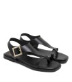 SANDALIA PLANA DE PIEL CON HEBILLA PARA MUJER PORRONET BERTA 3219 NEGRO