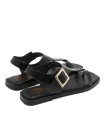 SANDALIA PLANA DE PIEL CON HEBILLA PARA MUJER PORRONET BERTA 3219 NEGRO