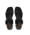 SANDALIA PLANA DE PIEL CON HEBILLA PARA MUJER PORRONET BERTA 3219 NEGRO