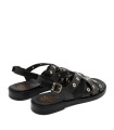 SANDALIA PLANA DE PIEL CON TACHUELAS PARA MUJER PORRONET CHLOE 3234 MOKA