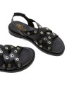 SANDALIA PLANA DE PIEL CON TACHUELAS PARA MUJER PORRONET CHLOE 3234 MOKA