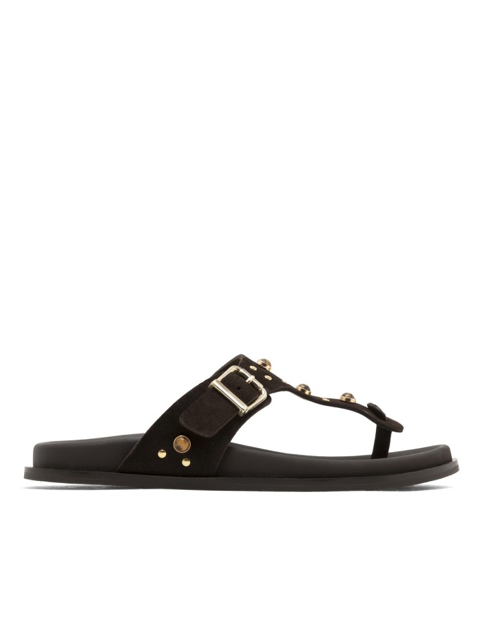 SANDALIA PLANA DE DEDO EN PIEL PARA MUJER PORRONET HARPER 3294 MOKA