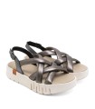 SANDALIA DE PIEL CON CUÑA PARA MUJER PORRONET DANIELA 3257 PLOMO