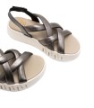 SANDALIA DE PIEL CON CUÑA PARA MUJER PORRONET DANIELA 3257 PLOMO