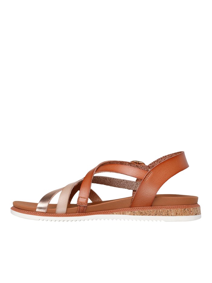 SANDALIAS DE TIRAS CON HEBILLA PARA MUJER SKECHERS BOBS Desert Kiss Low - Peak Rank 114709 CAMEL