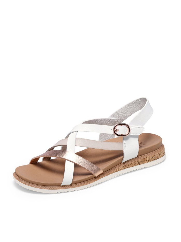 SANDALIAS DE TIRAS CASUAL PARA MUJER SKECHERS BOBS Desert Kiss Low - Peak Rank 114709 BLANCO