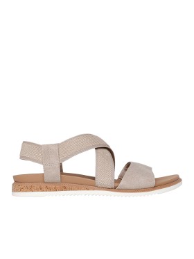 SANDALIAS ELASTICAS PARA MUJER SKECHERS BOBS Desert Kiss Low 114705 TAUPE