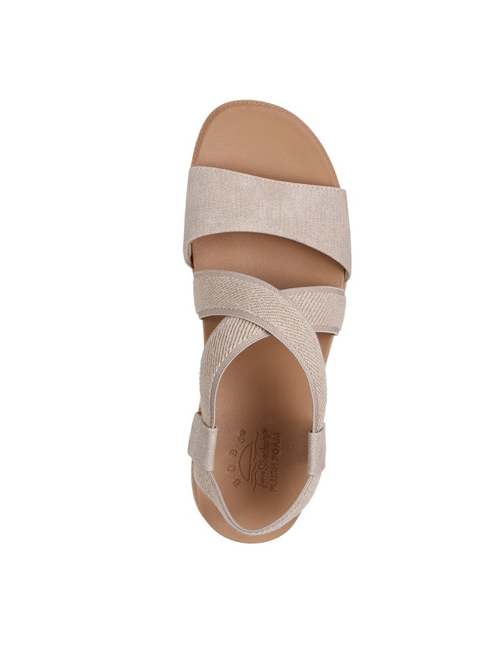 SANDALIAS ELASTICAS PARA MUJER SKECHERS BOBS Desert Kiss Low 114705 TAUPE