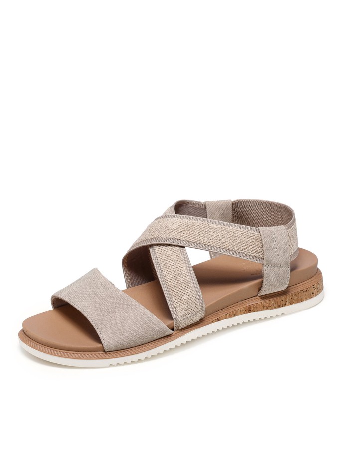 SANDALIAS ELASTICAS PARA MUJER SKECHERS BOBS Desert Kiss Low 114705 TAUPE