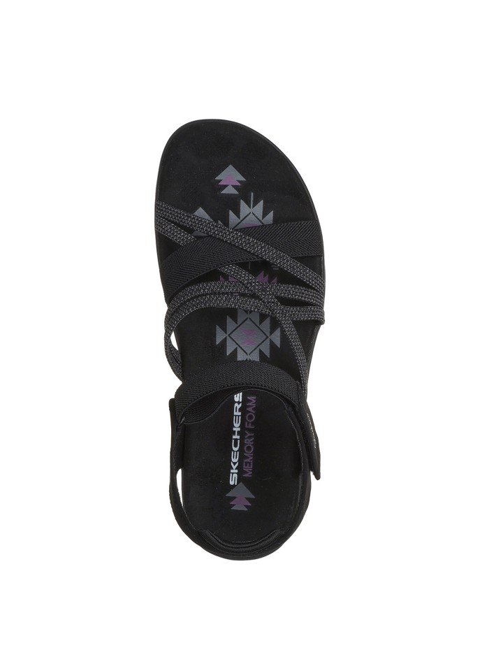 SANDALIA ELÁSTICA DE MUJER SKECHERS REGGAE SLIM - MEADOW GRAZER 163193 NEGRO