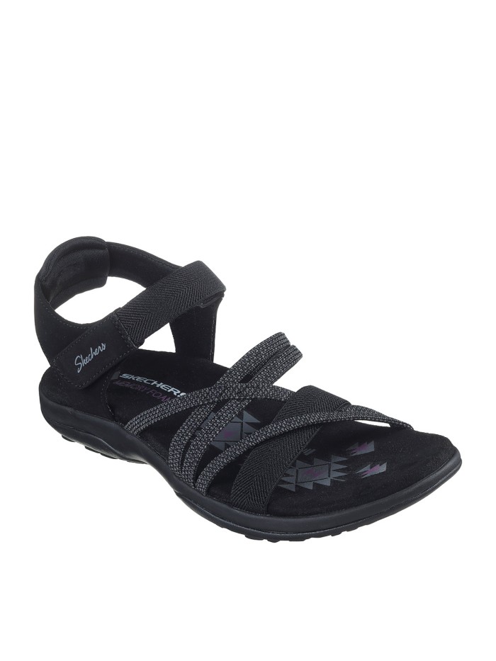 SANDALIA ELÁSTICA DE MUJER SKECHERS REGGAE SLIM - MEADOW GRAZER 163193 NEGRO