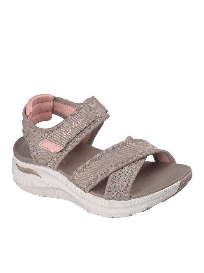 SANDALIAS CON VELCROS DE MUJER SKECHERS Arch Fit 2.0 Sandal - Feelin' Bright 164078 TAUPE