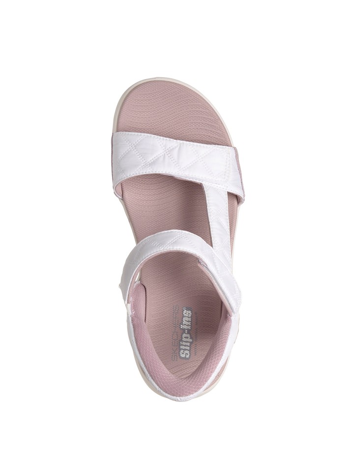 SANDALIAS CON VELCROS PARA MUJER Skechers Slip-ins: GO WALK Glide-Step 2.0 Sandal - Cozy Fit Jada 141276 BLANCO