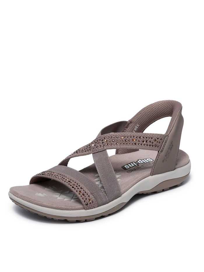 SANDALIAS CON ELÁSTICOS SKECHERS PARA MUJER Hands Free Slip-ins®: Reggae Slim - Summer Sparkle MARRÓN
