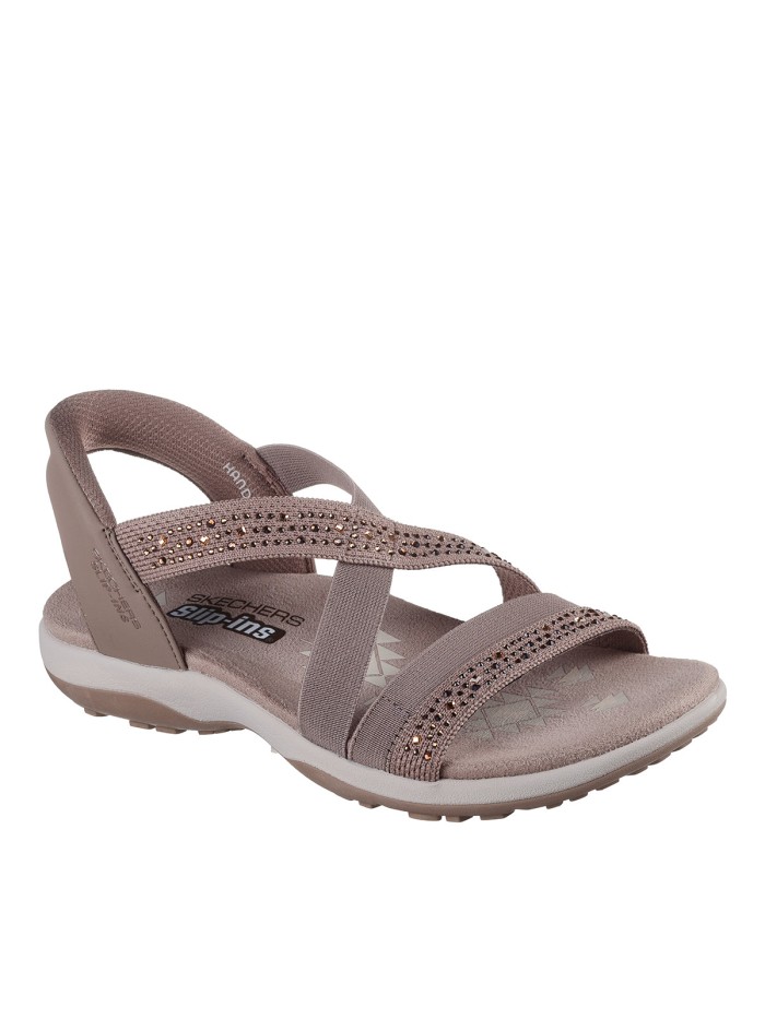 SANDALIAS CON ELÁSTICOS SKECHERS PARA MUJER Hands Free Slip-ins®: Reggae Slim - Summer Sparkle MARRÓN