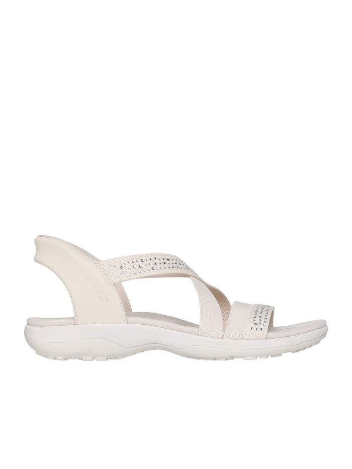 SANDALIAS CON ELÁSTICOS SKECHERS PARA MUJER Hands Free Slip-ins®: Reggae Slim - Summer Sparkle BLANCO