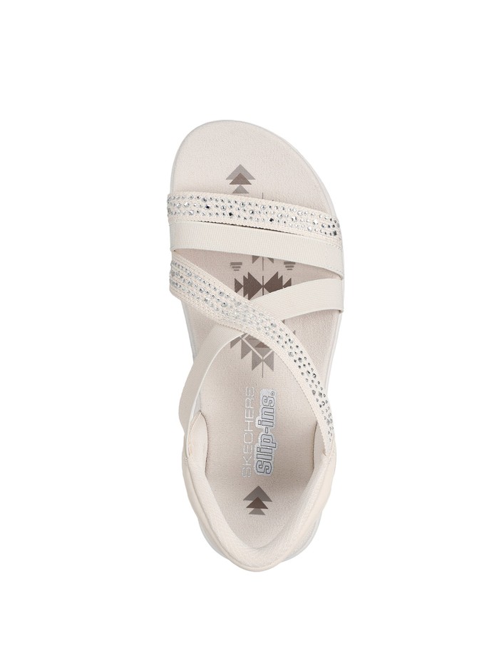 SANDALIAS CON ELÁSTICOS SKECHERS PARA MUJER Hands Free Slip-ins®: Reggae Slim - Summer Sparkle BLANCO