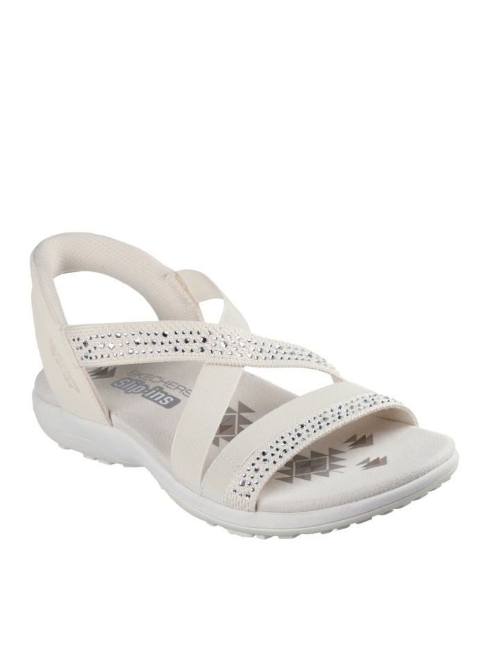 SANDALIAS CON ELÁSTICOS SKECHERS PARA MUJER Hands Free Slip-ins®: Reggae Slim - Summer Sparkle BLANCO
