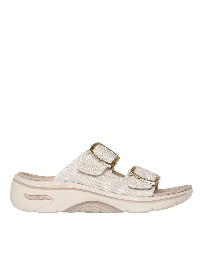 SANDALIA ELÁSTICA CON HEBILLAS PARA MUJER SKECHERS GO WALK Arch Fit 2.0 Sandal - Chloe 140871 BEIGE