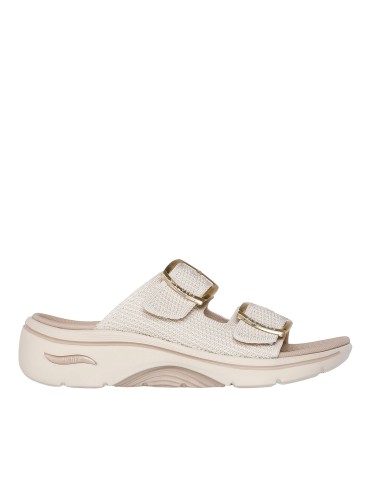 SANDALIA ELÁSTICA CON HEBILLAS PARA MUJER SKECHERS GO WALK Arch Fit 2.0 Sandal - Chloe 140871 BEIGE