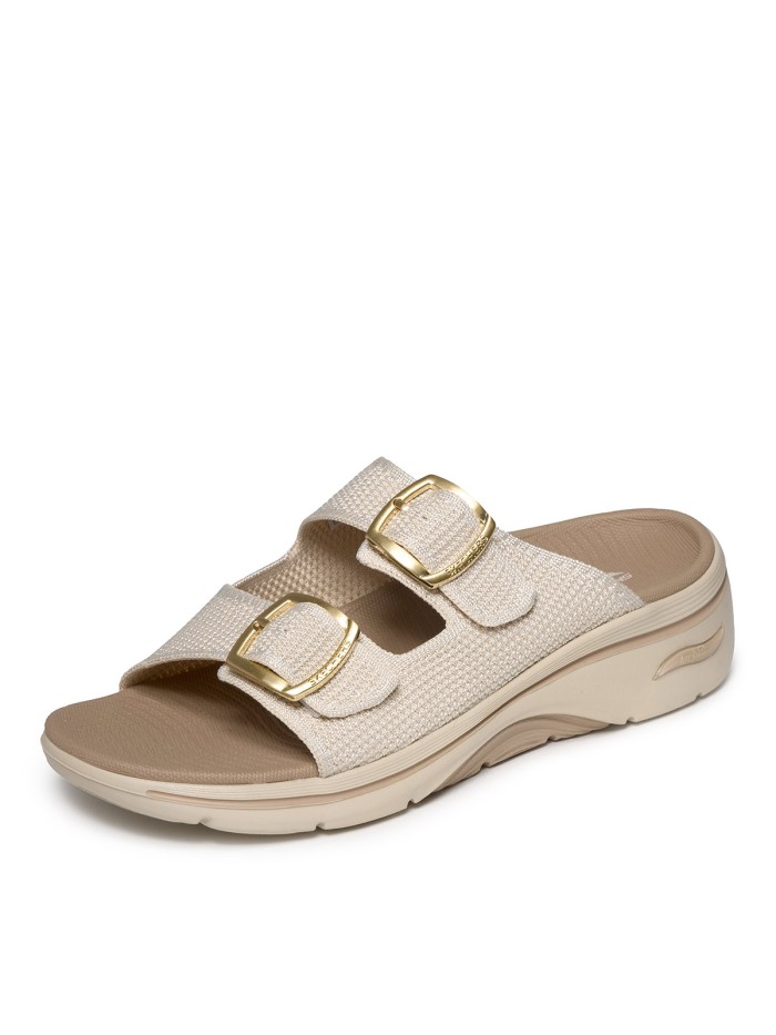 SANDALIA ELÁSTICA CON HEBILLAS PARA MUJER SKECHERS GO WALK Arch Fit 2.0 Sandal - Chloe 140871 BEIGE