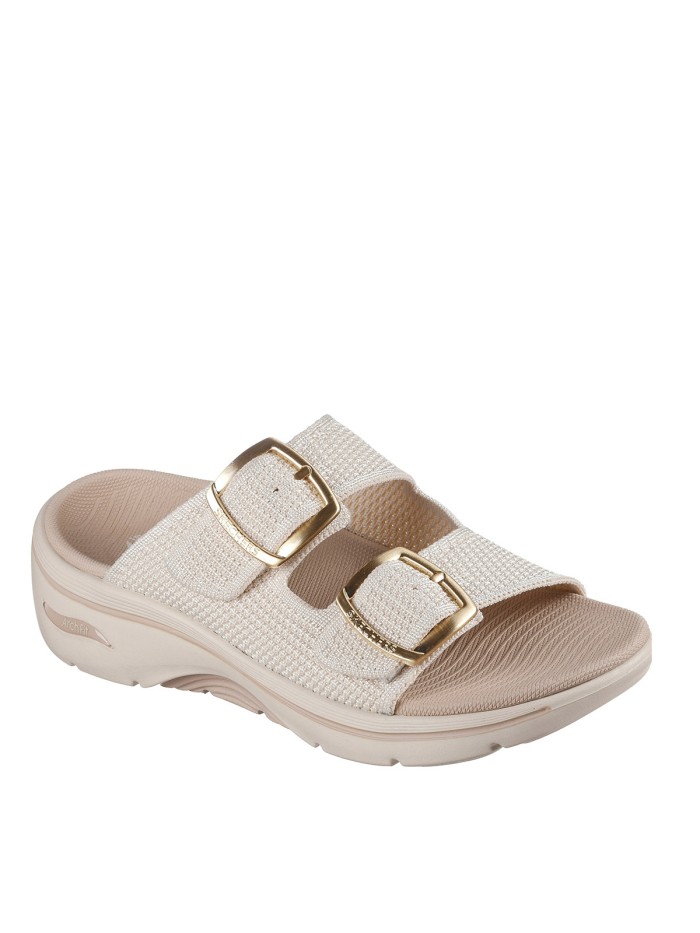 SANDALIA ELÁSTICA CON HEBILLAS PARA MUJER SKECHERS GO WALK Arch Fit 2.0 Sandal - Chloe 140871 BEIGE