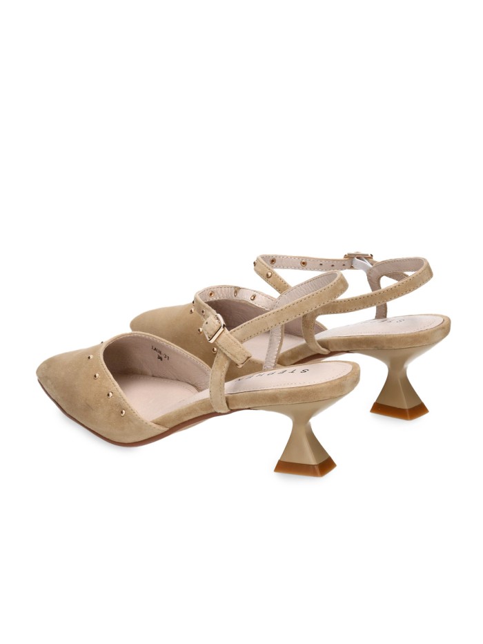 ZAPATO DESTALONADO CON TACON BAJO STEPHEN ALLEN LAUR-31 CAMEL