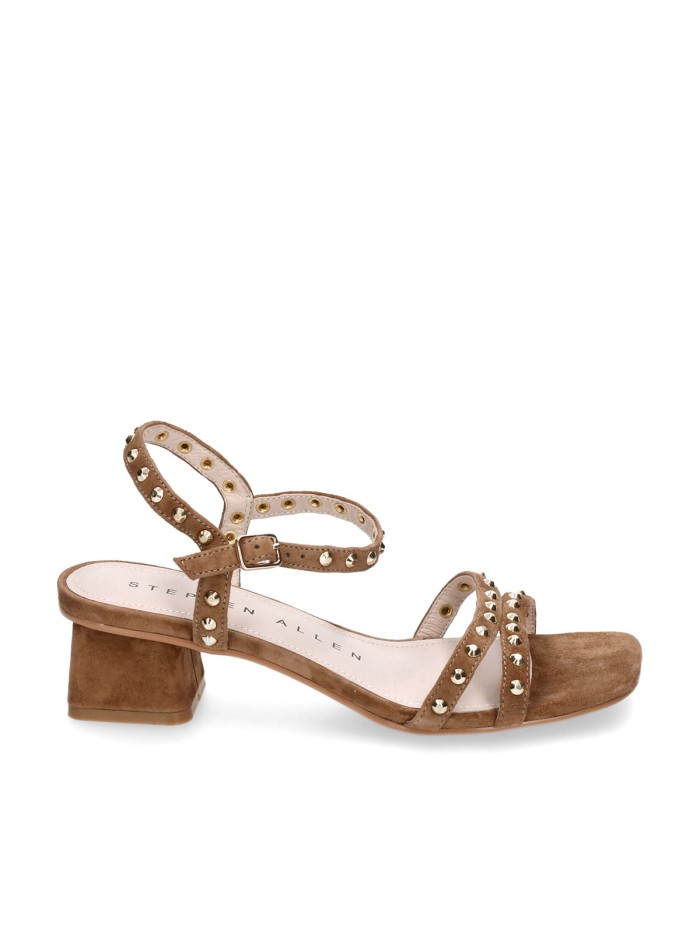 SANDALIAS DE MUJER STEPHEN ALLEN MAHA 40-2661L-3 EN ANTE CAMEL CON TACÓN