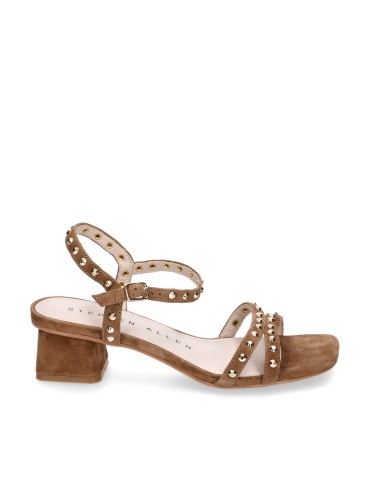 SANDALIAS DE MUJER STEPHEN ALLEN MAHA 40-2661L-3 EN ANTE CAMEL CON TACÓN