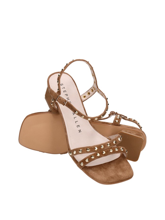 SANDALIAS DE MUJER STEPHEN ALLEN MAHA 40-2661L-3 EN ANTE CAMEL CON TACÓN