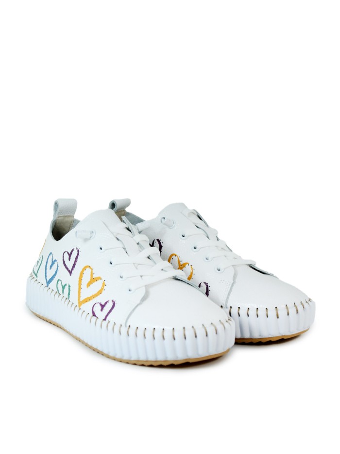 ZAPATILLAS FRESCAS DE PIEL CON CORAZONES THE HAPPY MONK MALLORCA 009 MULTICOLOR