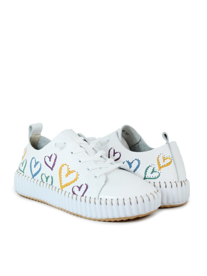 ZAPATILLAS FRESCAS DE PIEL CON CORAZONES THE HAPPY MONK MALLORCA 009 MULTICOLOR