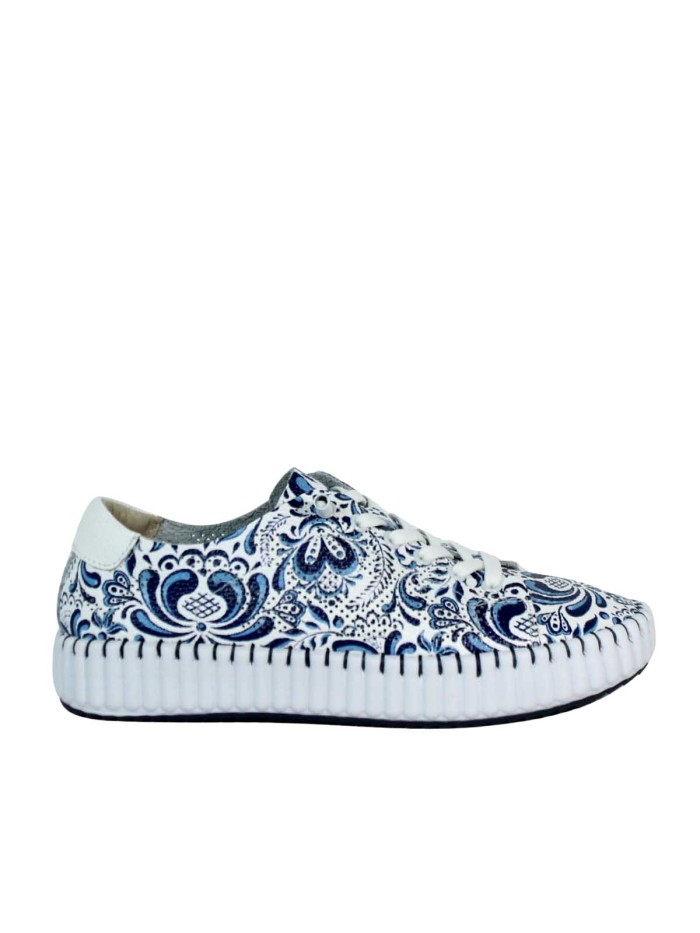 ZAPATILLAS CONFORT DE PIEL CON ESTAMPADO PARA MUJER THE HAPPY MONK MALLORCA 009 MARINO
