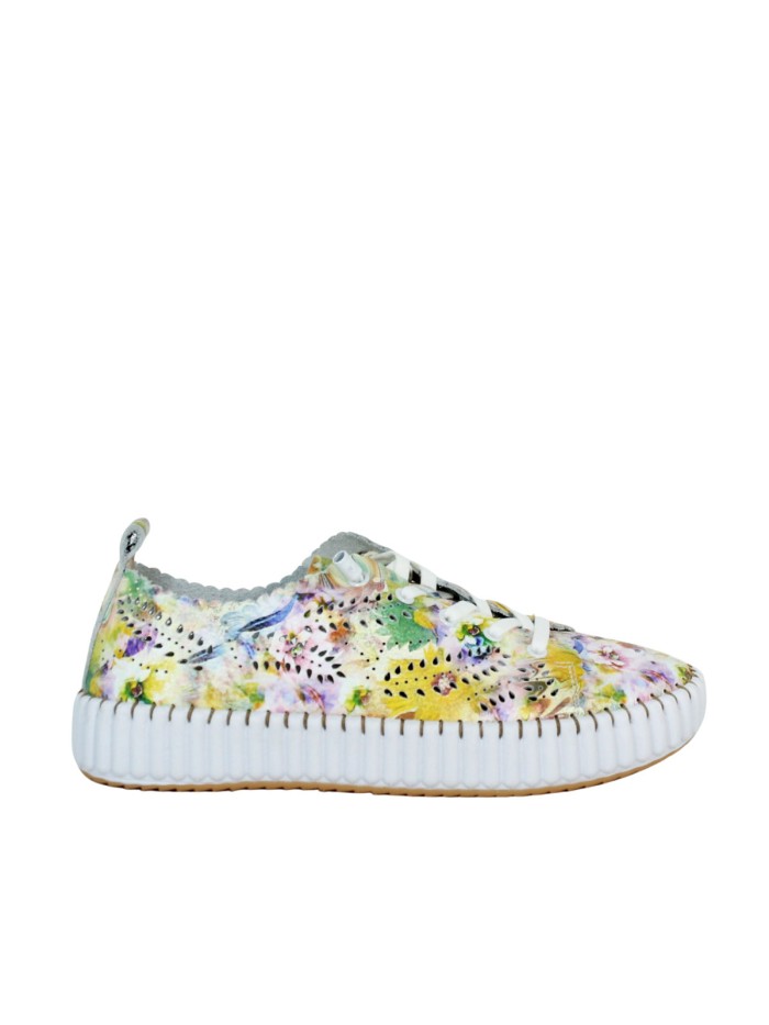 ZAPATILLAS FRESCAS DE PIEL CON ESTAMPADO FLORAL PARA MUJER THE HAPPY MONK MALLORCA 009 MULTICOLOR
